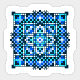 small teal pocket size pixelated mandala Sticker